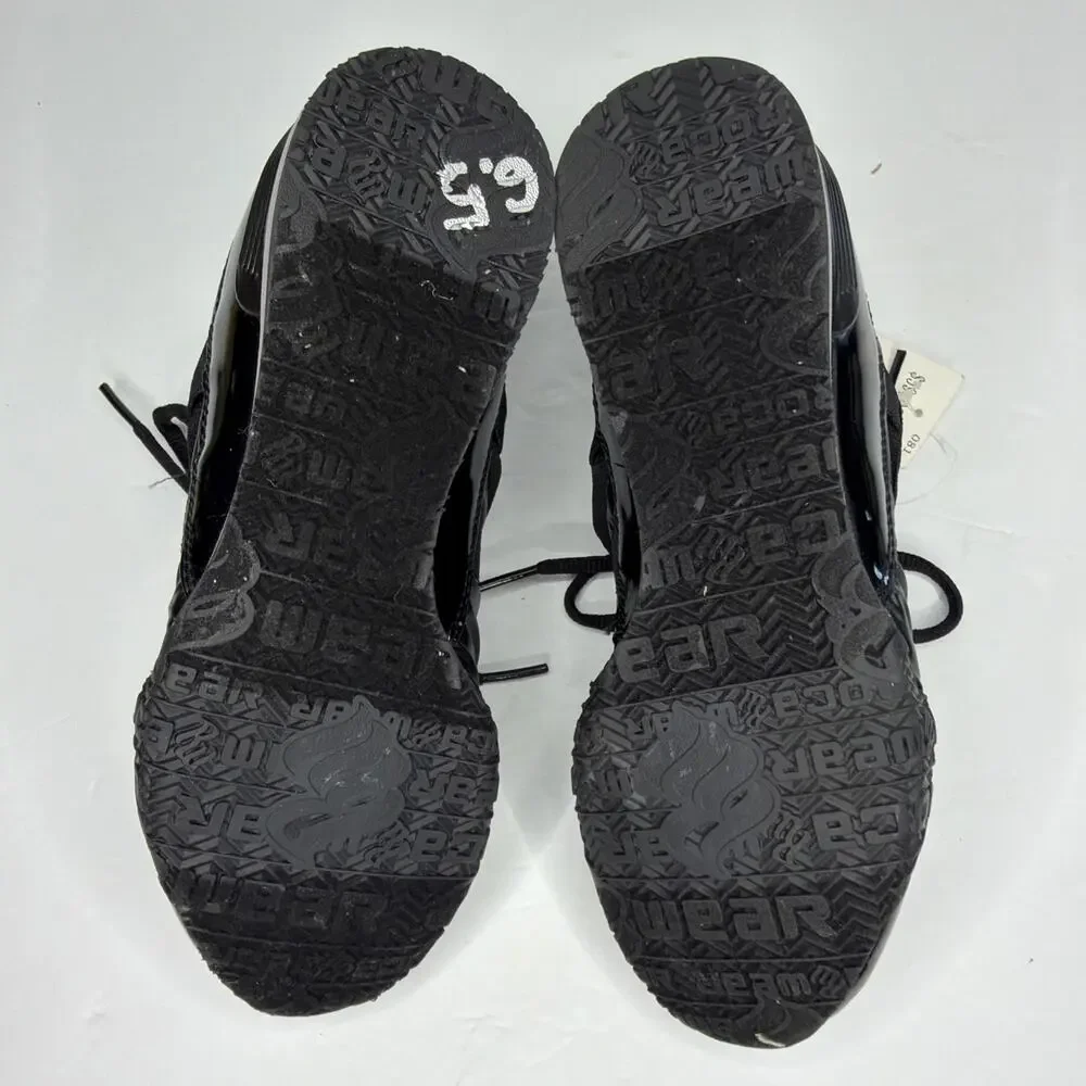 Rocawear Black Sneakers Women's Sz 6.5 Shiny Patent Soft Fabric Shoes New in Box